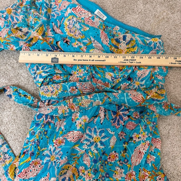 Hemant and Nandita Floral One Shoulder Cotton Eyelet Mini Dress Size Large - Picture 10 of 14